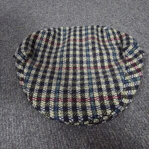 Hats of Ireland Tweed Lambswool Flat Cap Plaid Navy Red Made in Ireland 7 1/2 61
